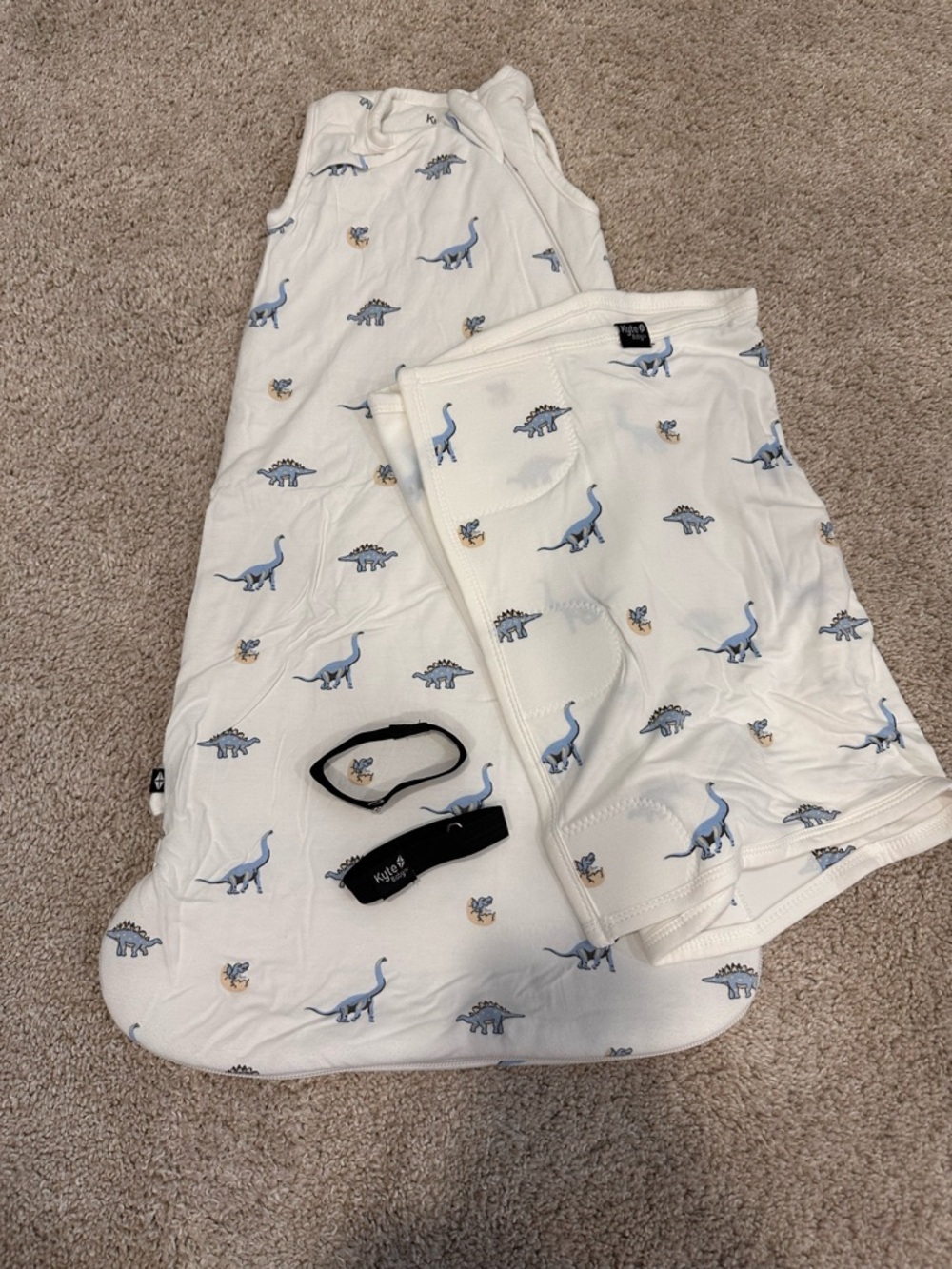 Kyte BABY Swaddle Sleep Sack with Blue Dinosaur Print